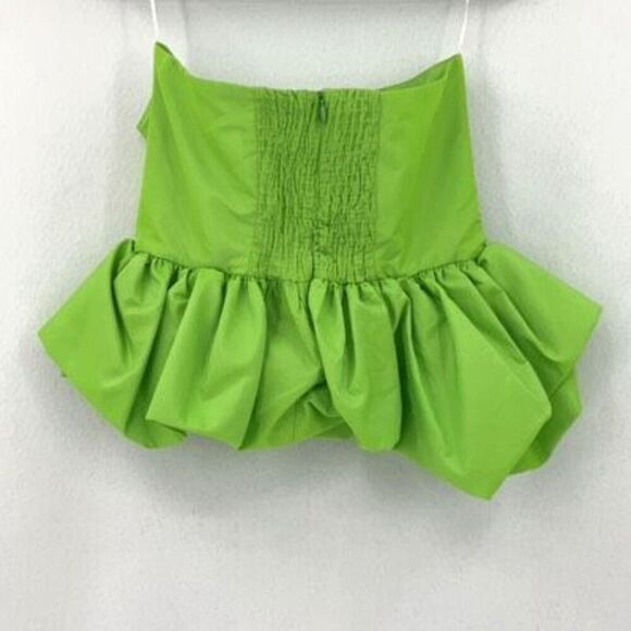 NWT Zara Neon Green Limited Edition Strapless Voluminous Peplum Top Medium - Picture 5 of 12